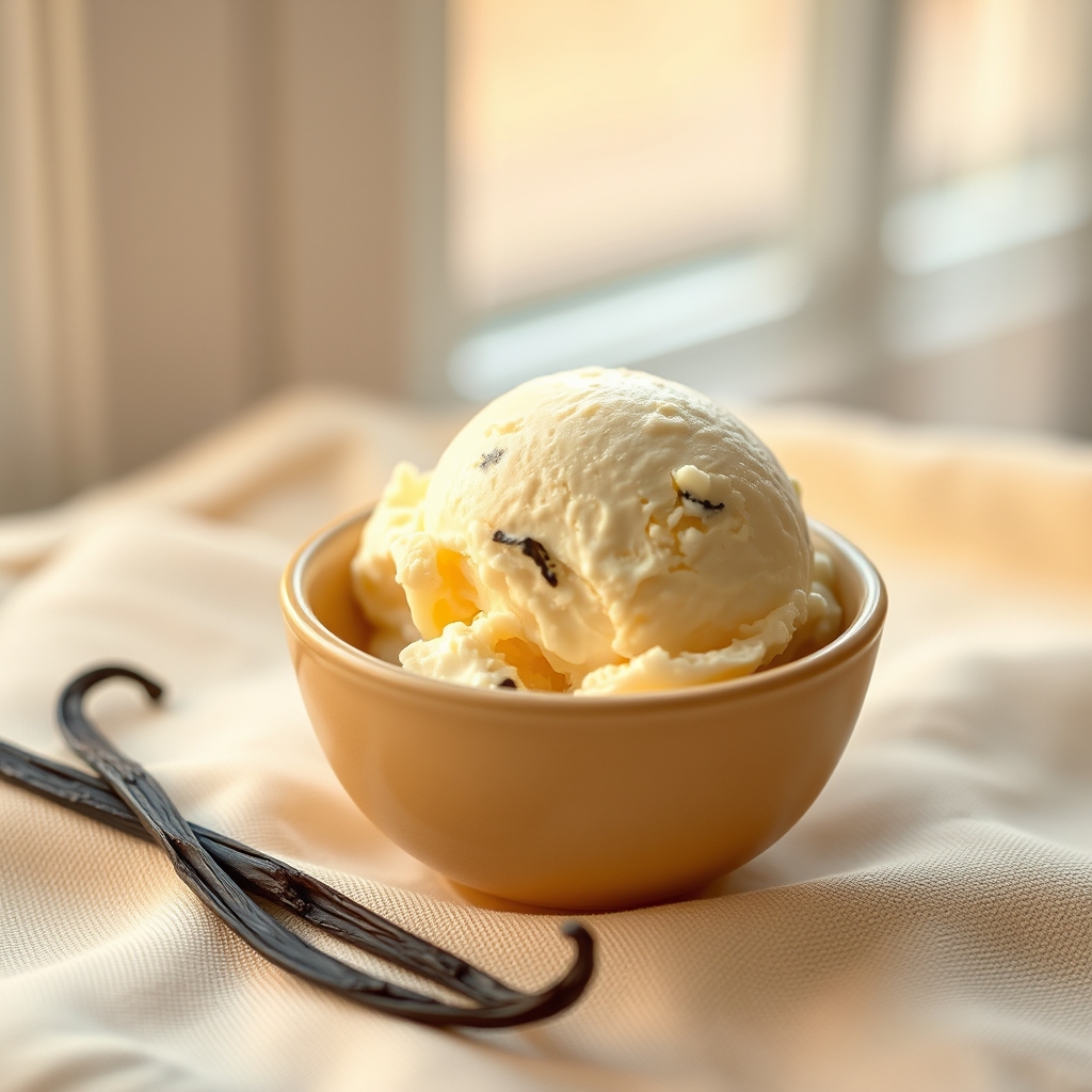 Madagascar vanilla bean ice cream scoop